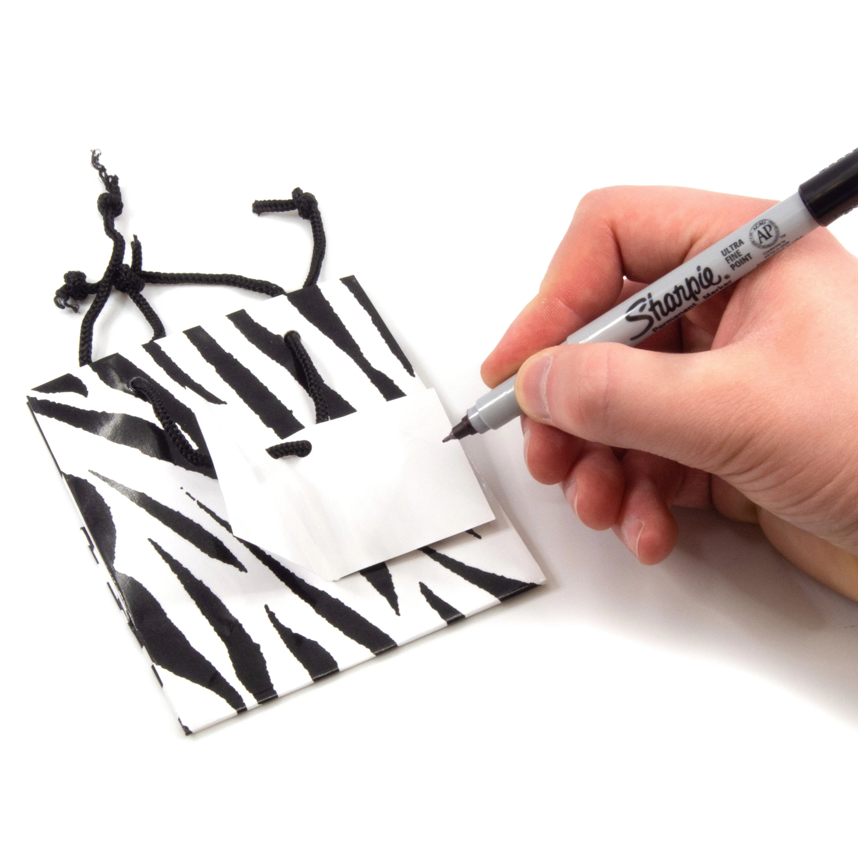10 Pcs Glossy Zebra Stripe Print Gift Tote Bags for Gifts, Presents, Party Favors, Retail, Merchandise, Weddings, Birthdays, Events