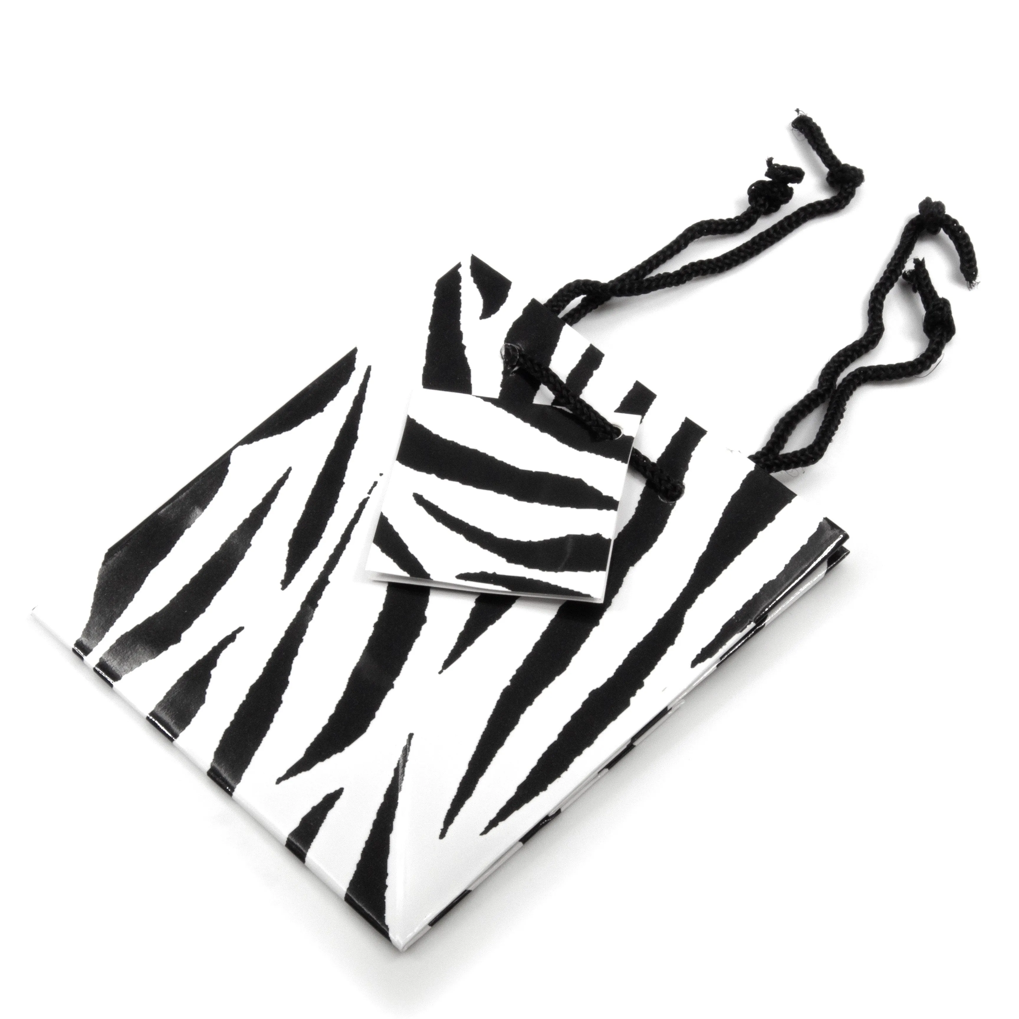 10 Pcs Glossy Zebra Stripe Print Gift Tote Bags for Gifts, Presents, Party Favors, Retail, Merchandise, Weddings, Birthdays, Events
