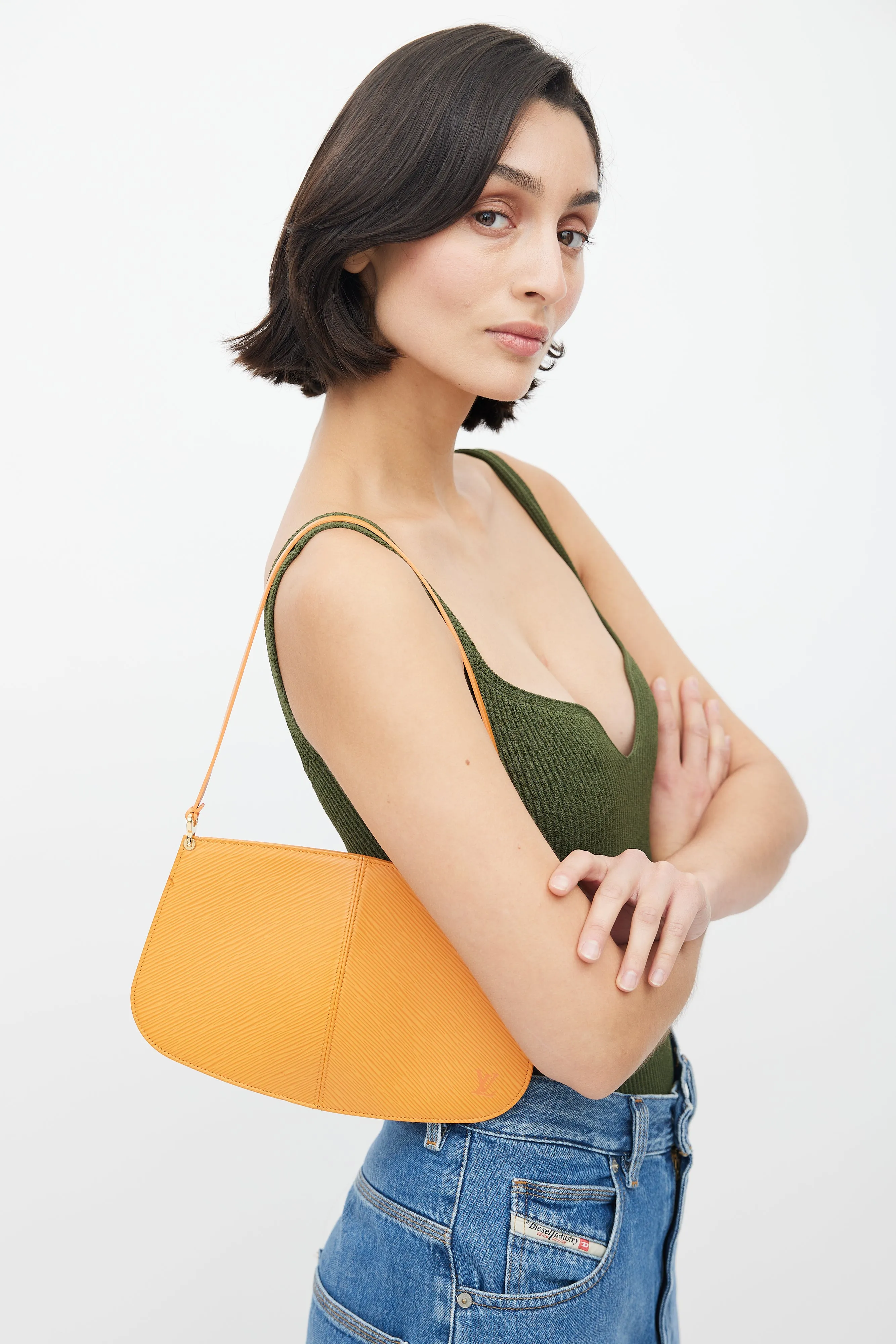 2004 Orange Epi Leather Demi Lune Pochette