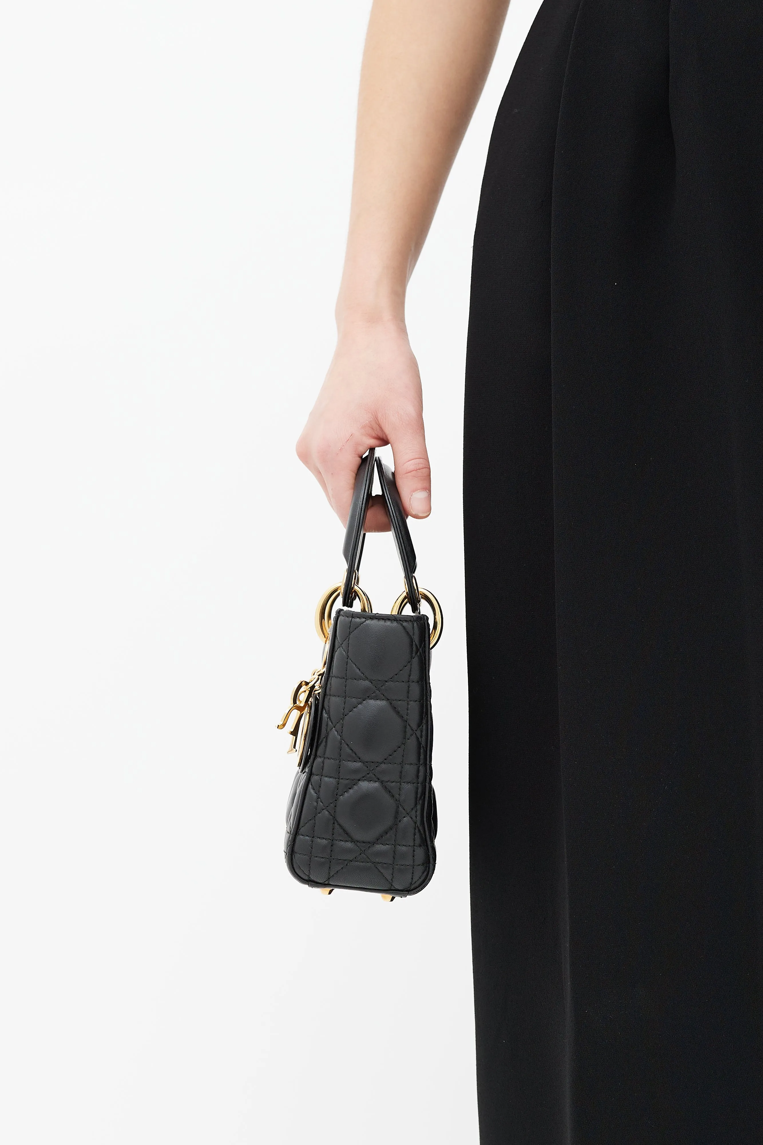 Black & Gold Mini Lady Dior Bag