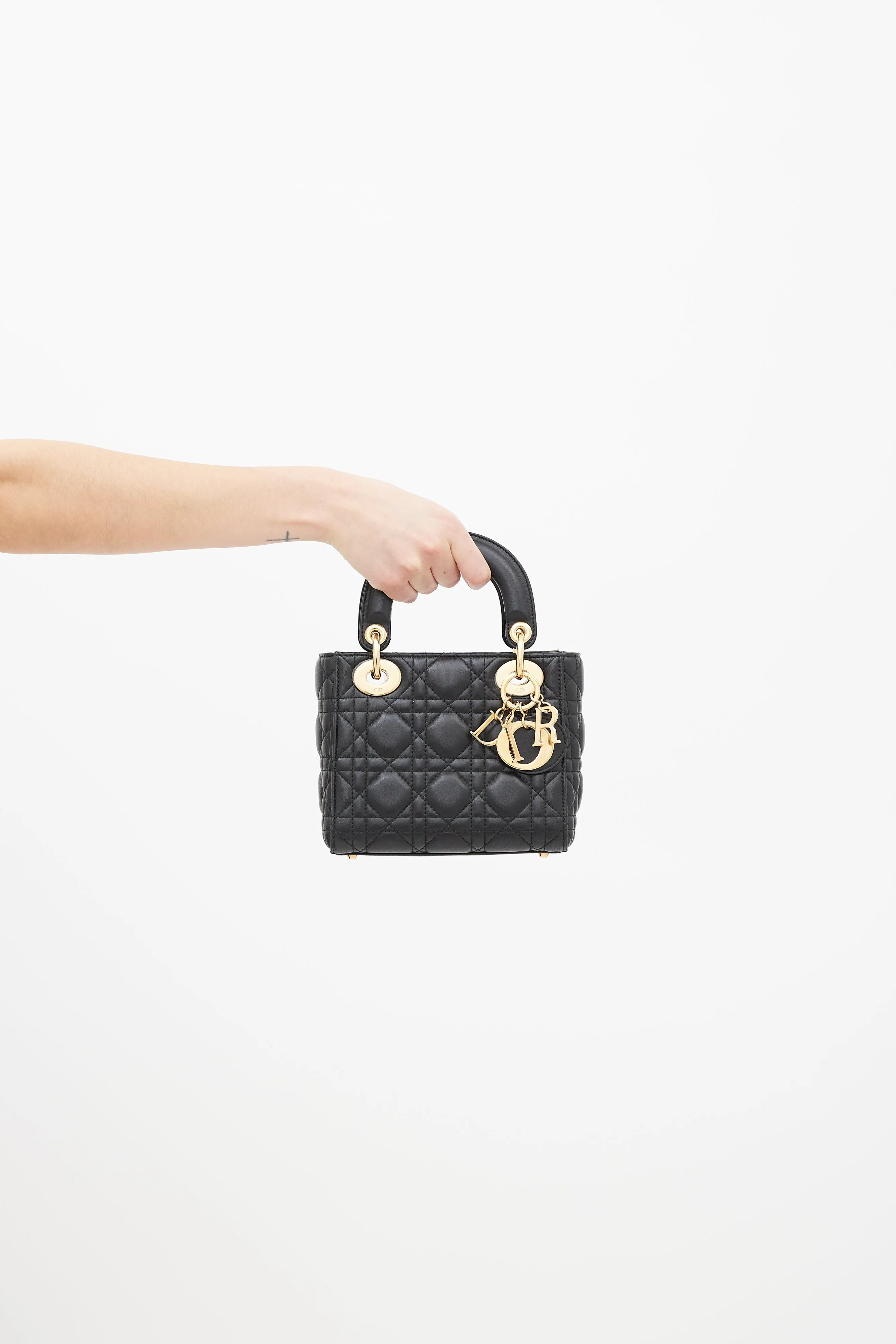 Black & Gold Mini Lady Dior Bag