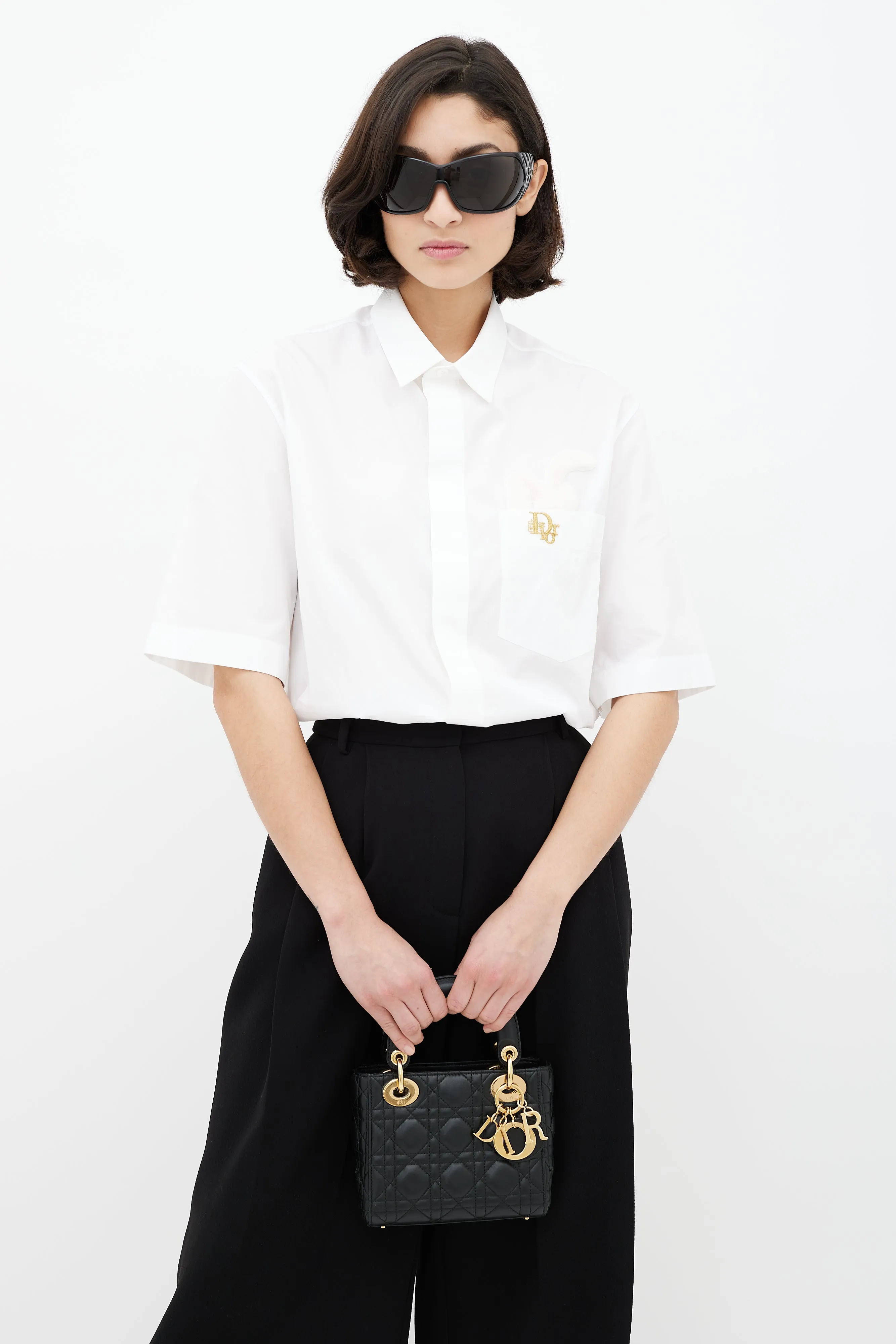 Black & Gold Mini Lady Dior Bag