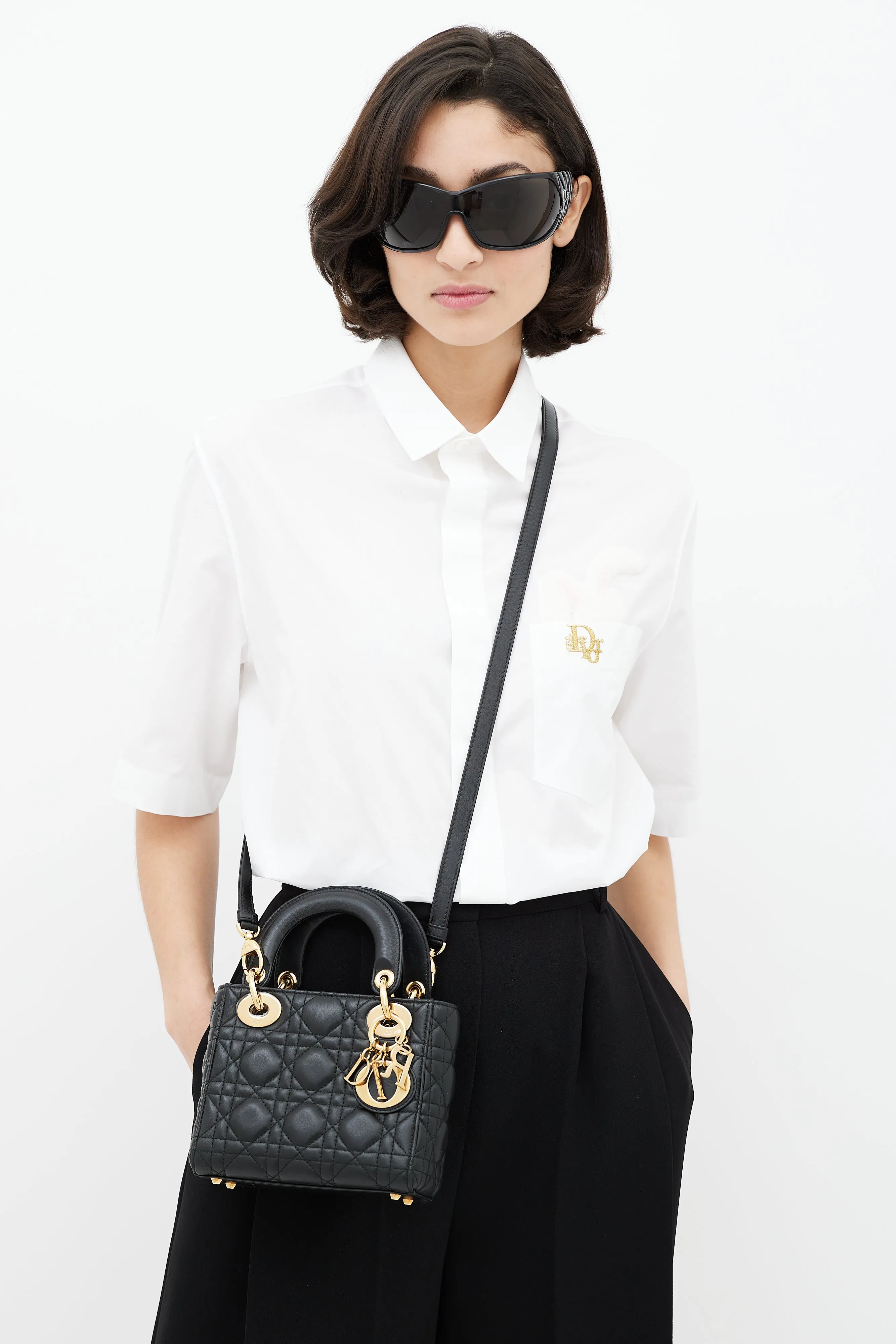 Black & Gold Mini Lady Dior Bag