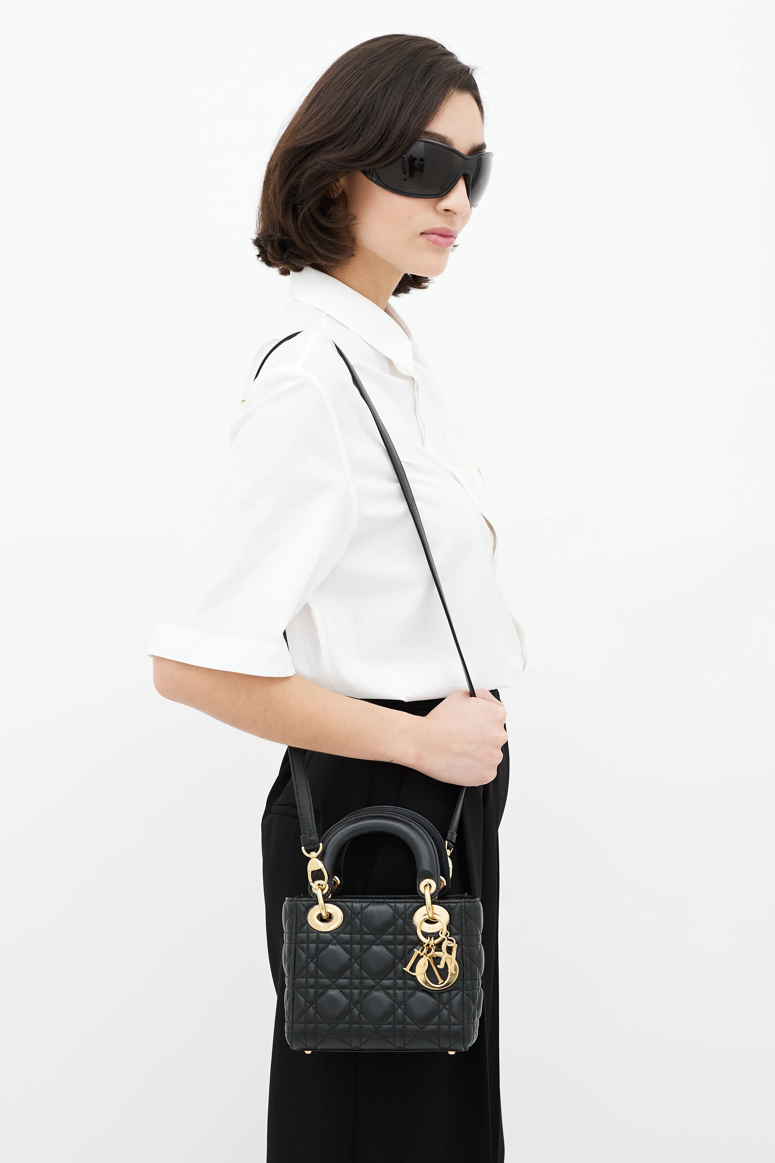 Black & Gold Mini Lady Dior Bag