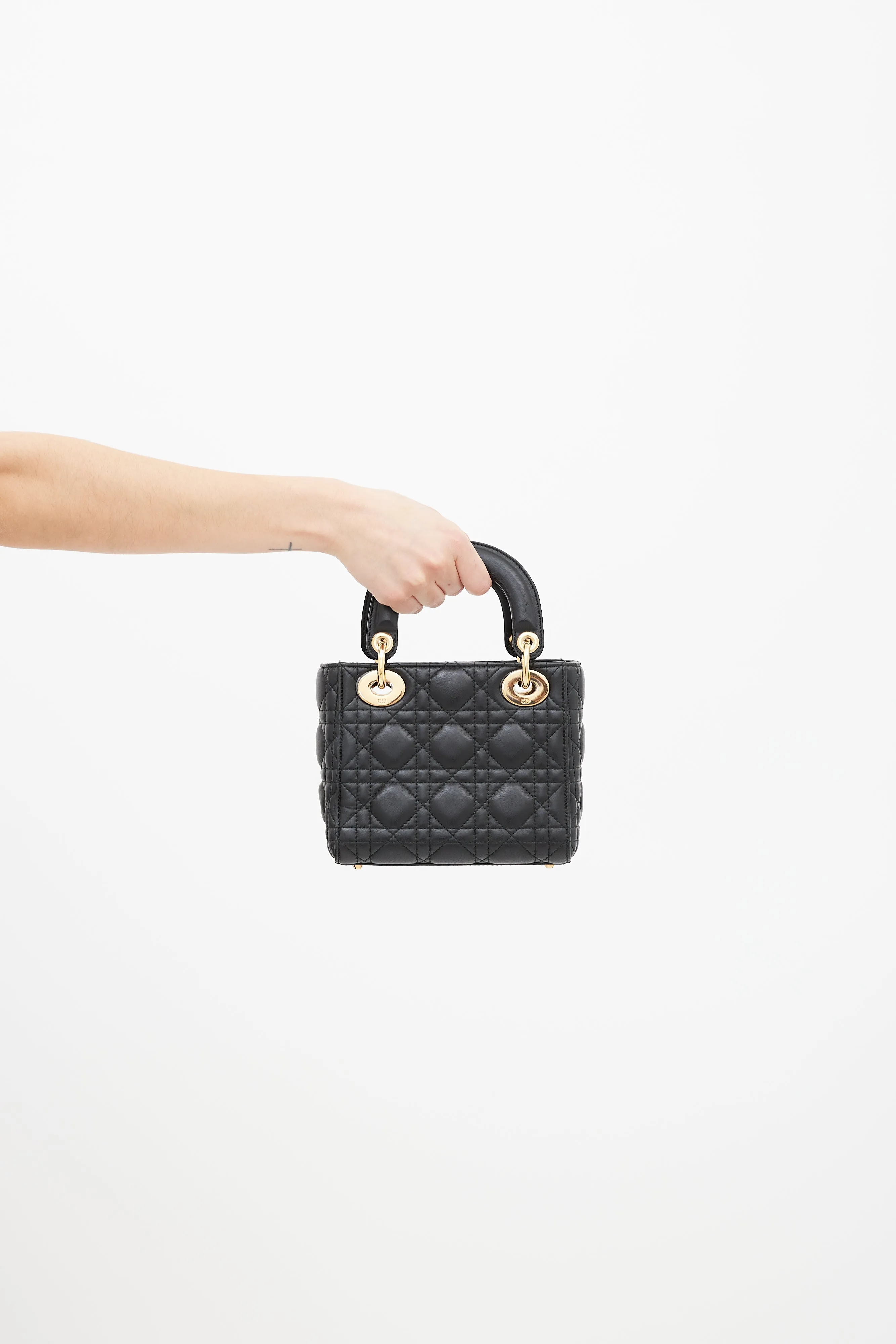 Black & Gold Mini Lady Dior Bag