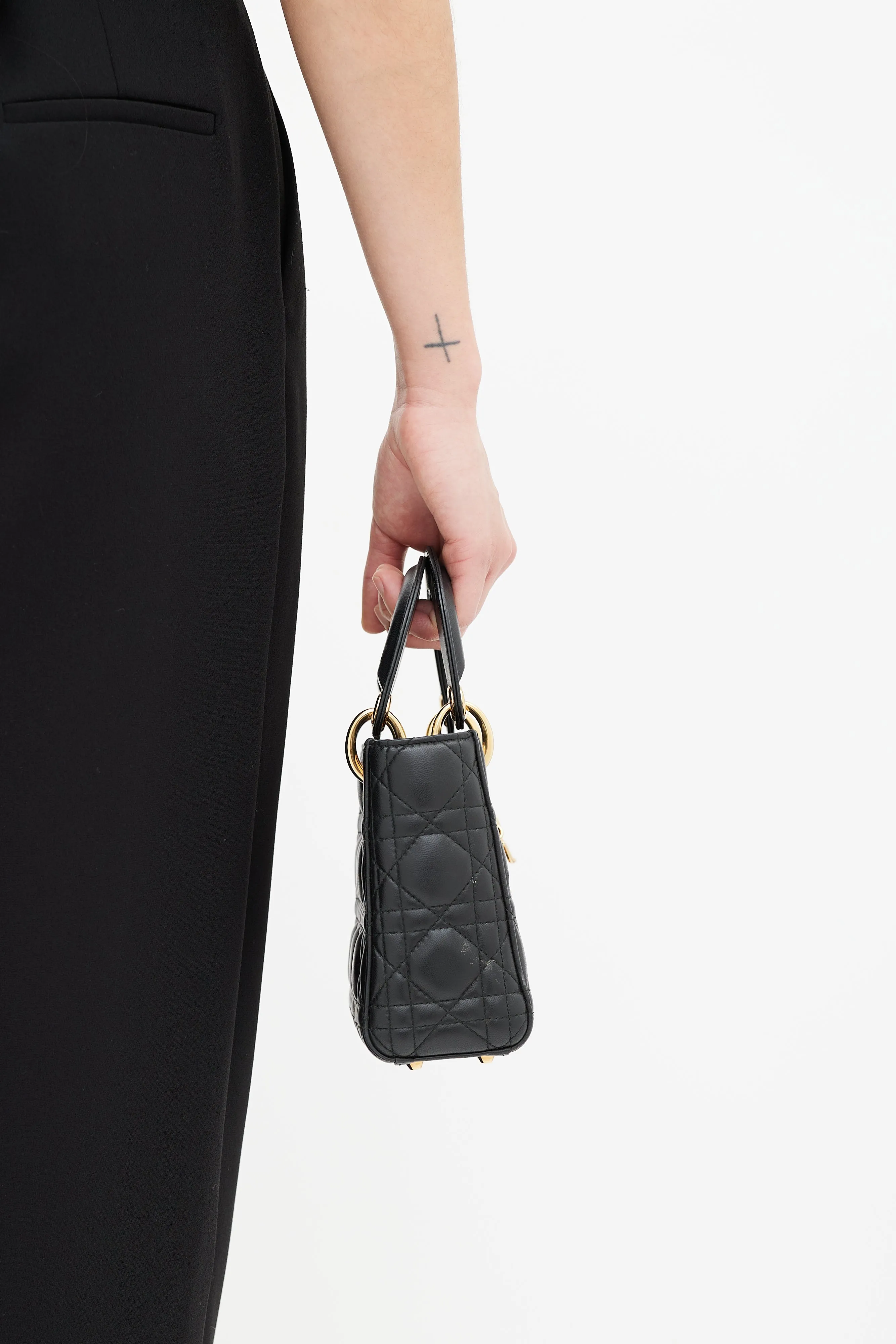 Black & Gold Mini Lady Dior Bag
