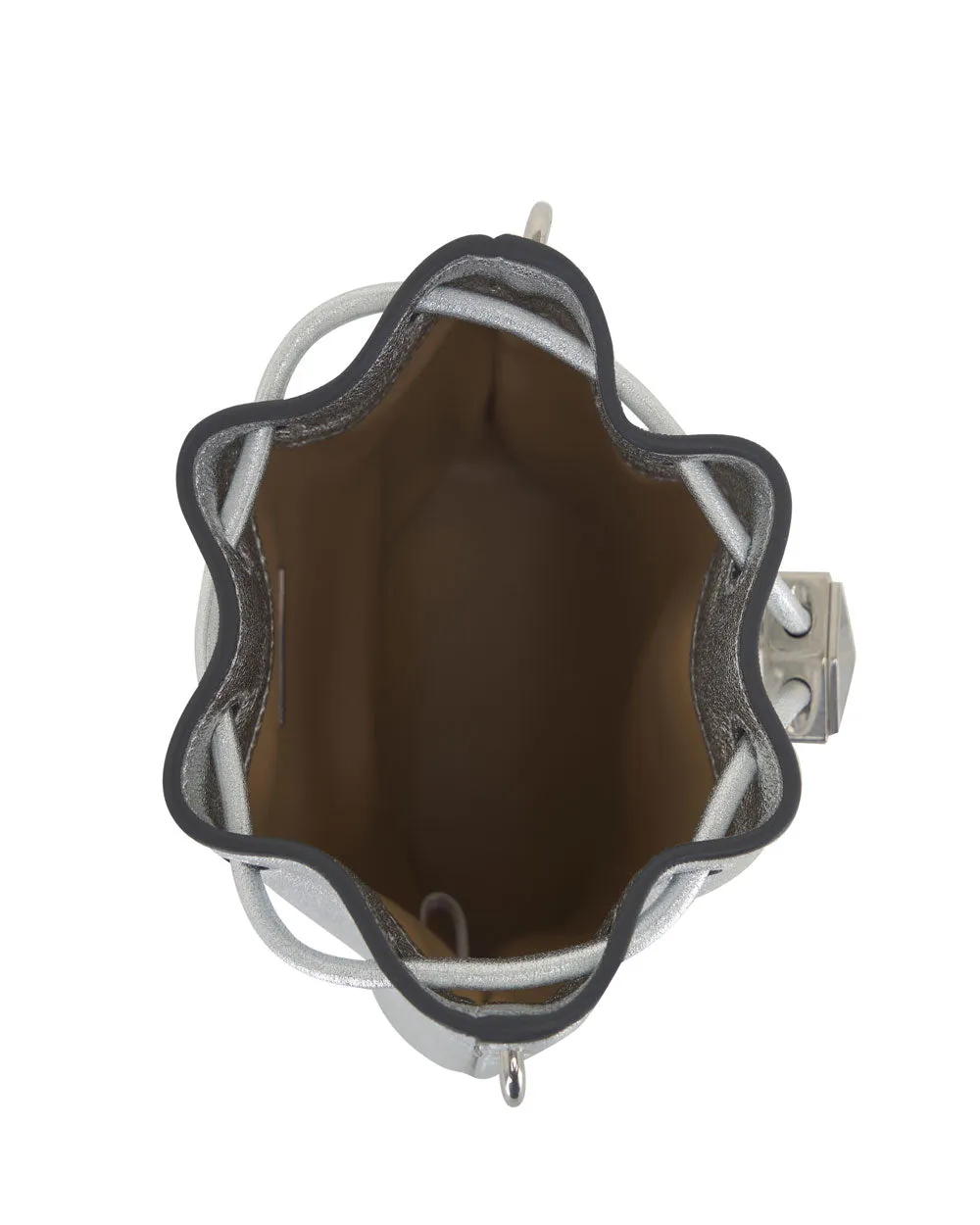 Bon Bon Mini Metallic Bucket Bag in Silver