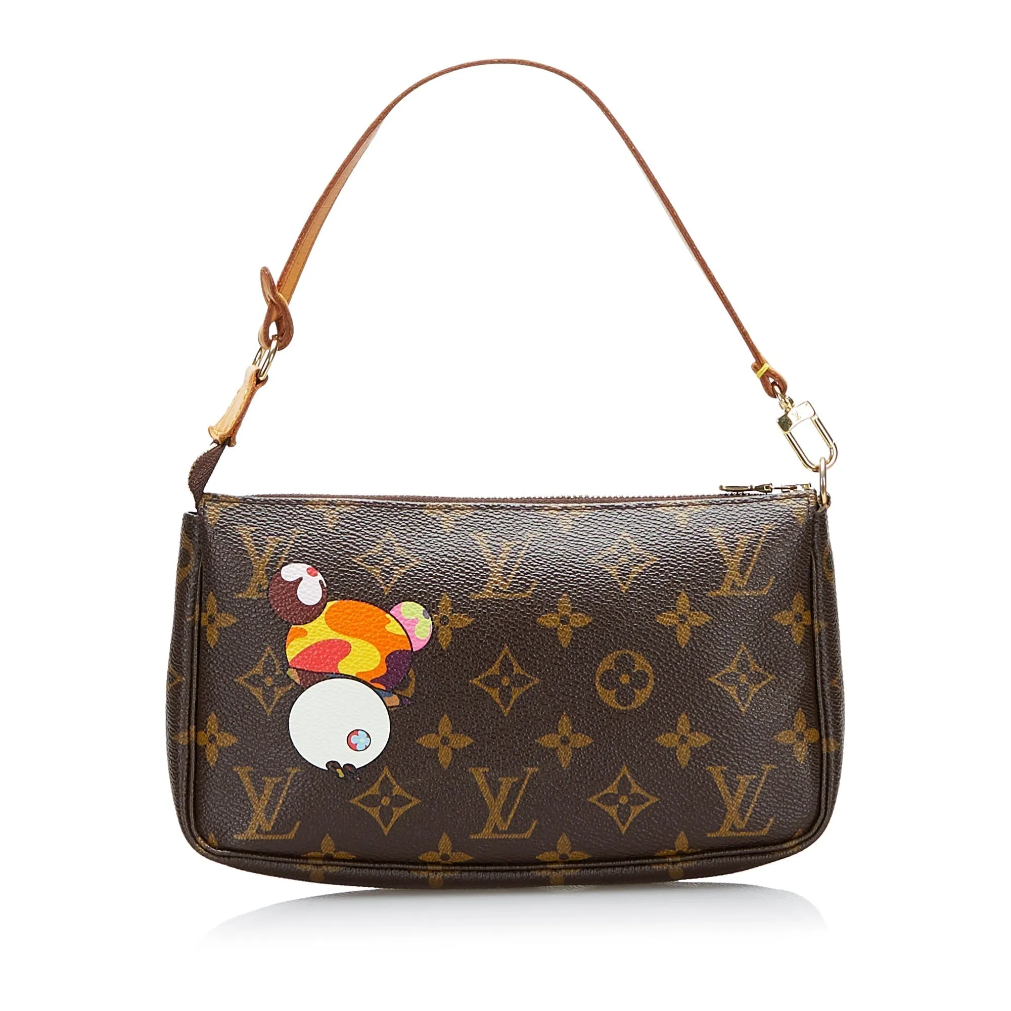 Brown Louis Vuitton Monogram Pochette Accessoires Takashi Murakami Panda Baguette