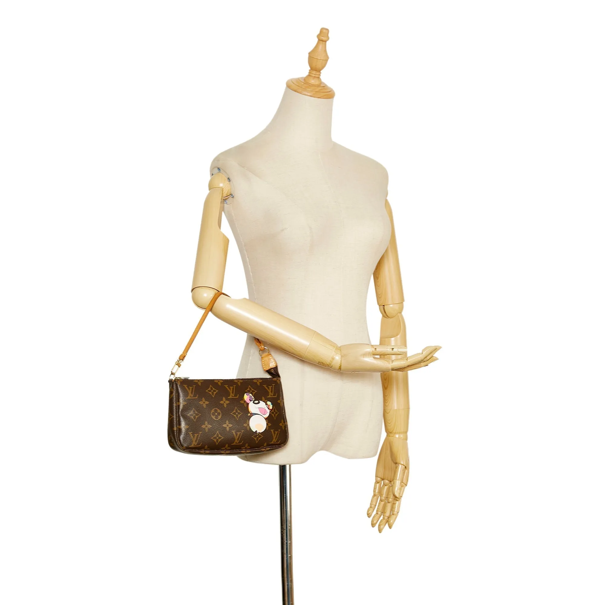 Brown Louis Vuitton Monogram Pochette Accessoires Takashi Murakami Panda Baguette