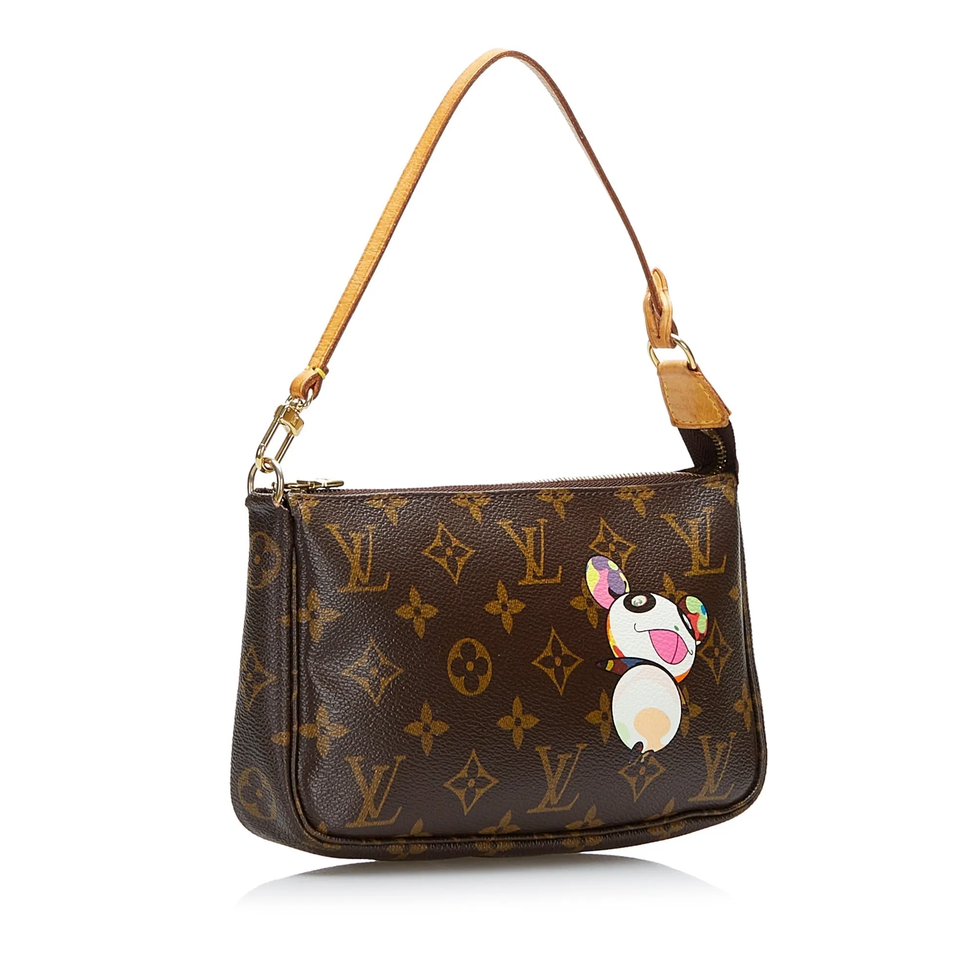 Brown Louis Vuitton Monogram Pochette Accessoires Takashi Murakami Panda Baguette