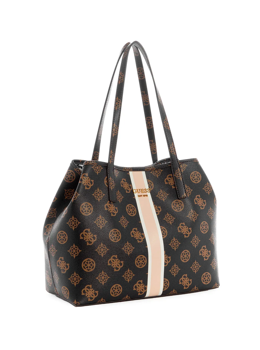 Brown Multi Print Vikky Logo Tote Bag
