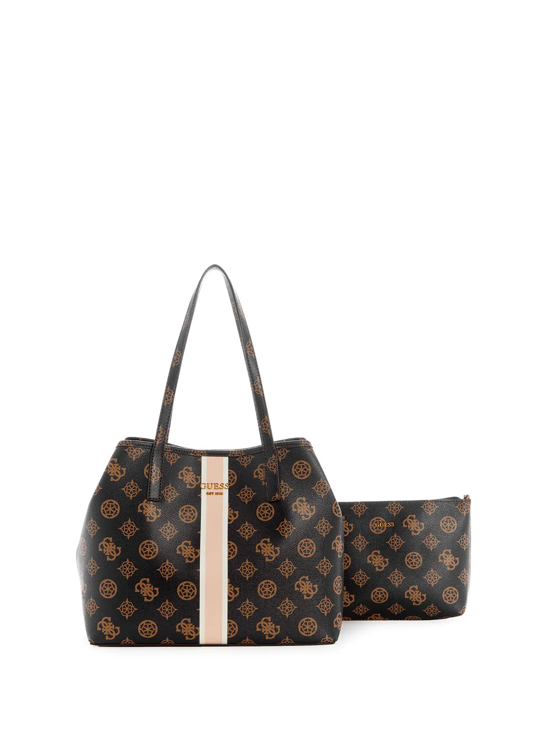Brown Multi Print Vikky Logo Tote Bag