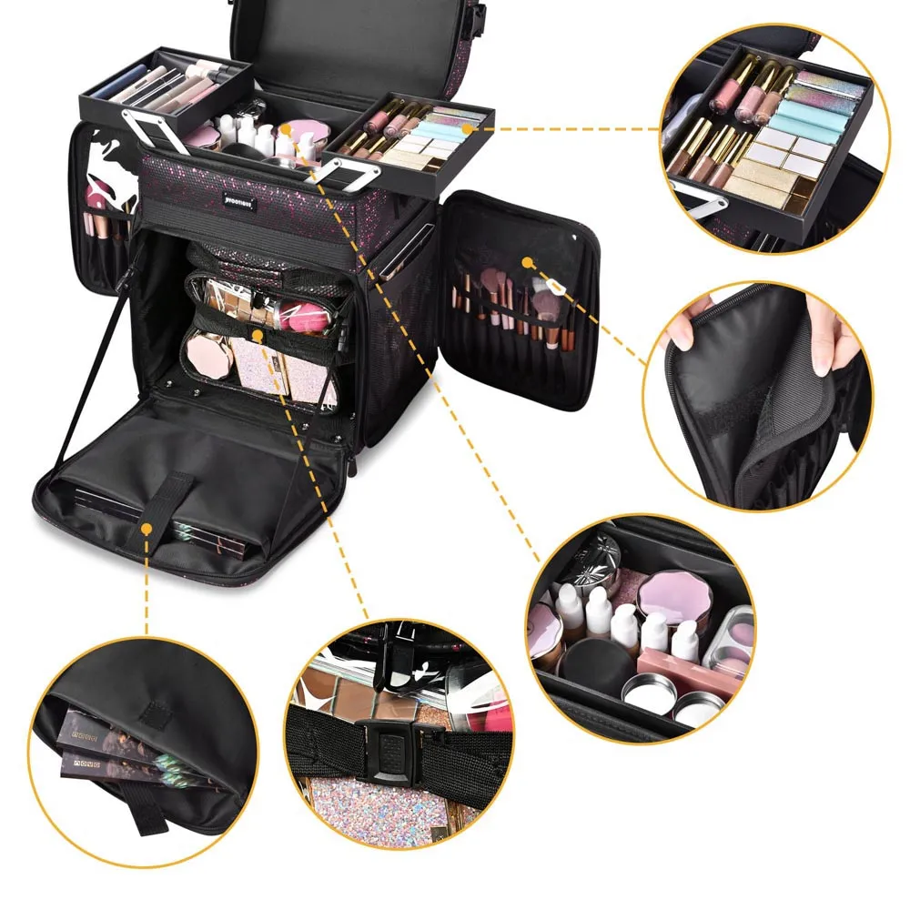 Byootique MassLux Makeup Hairdresser Organizer on Wheels 2-Tier