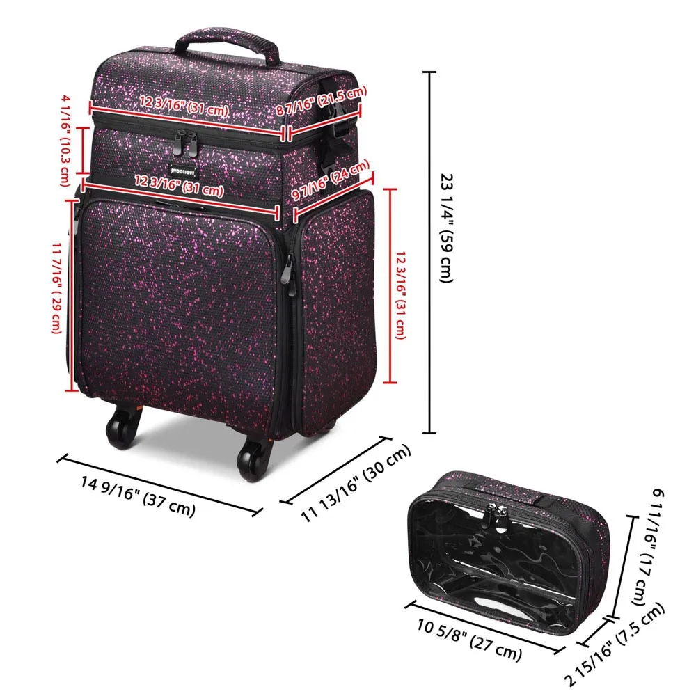 Byootique MassLux Makeup Hairdresser Organizer on Wheels 2-Tier