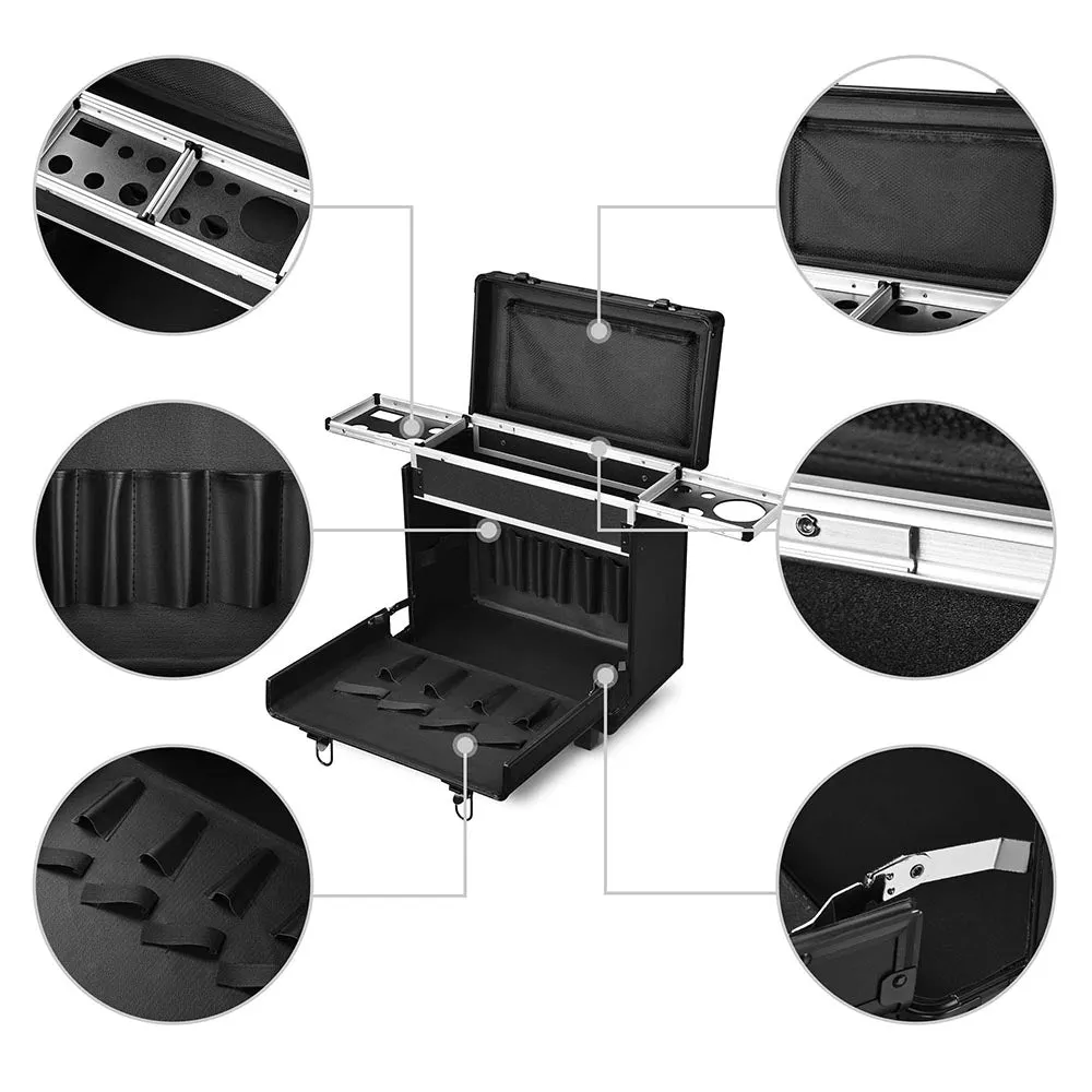 Byootique Rolling Barber Case Hair Stylist Case Cosmetic Makeup Trolley
