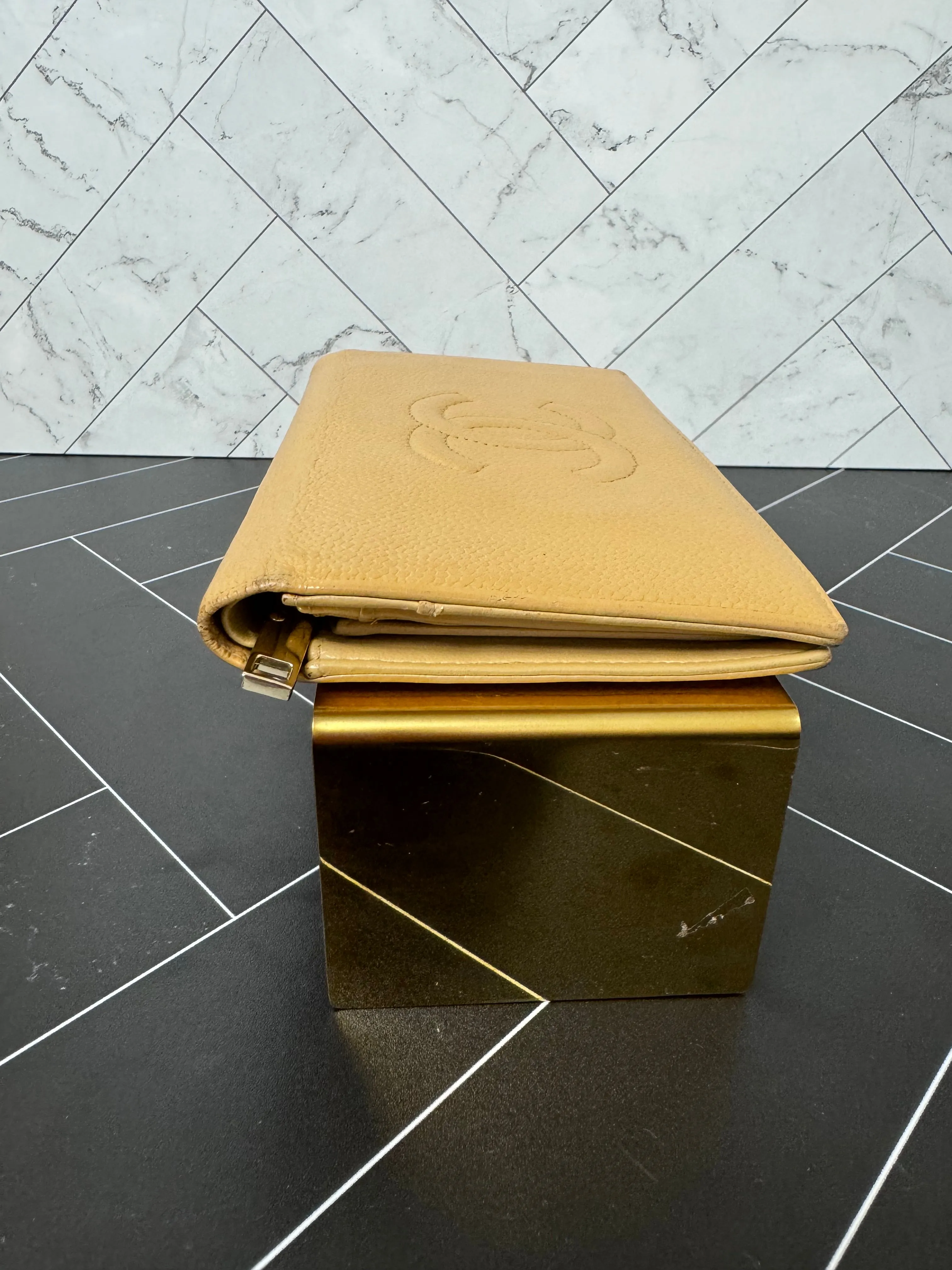 Chanel Beige Caviar Long Wallet