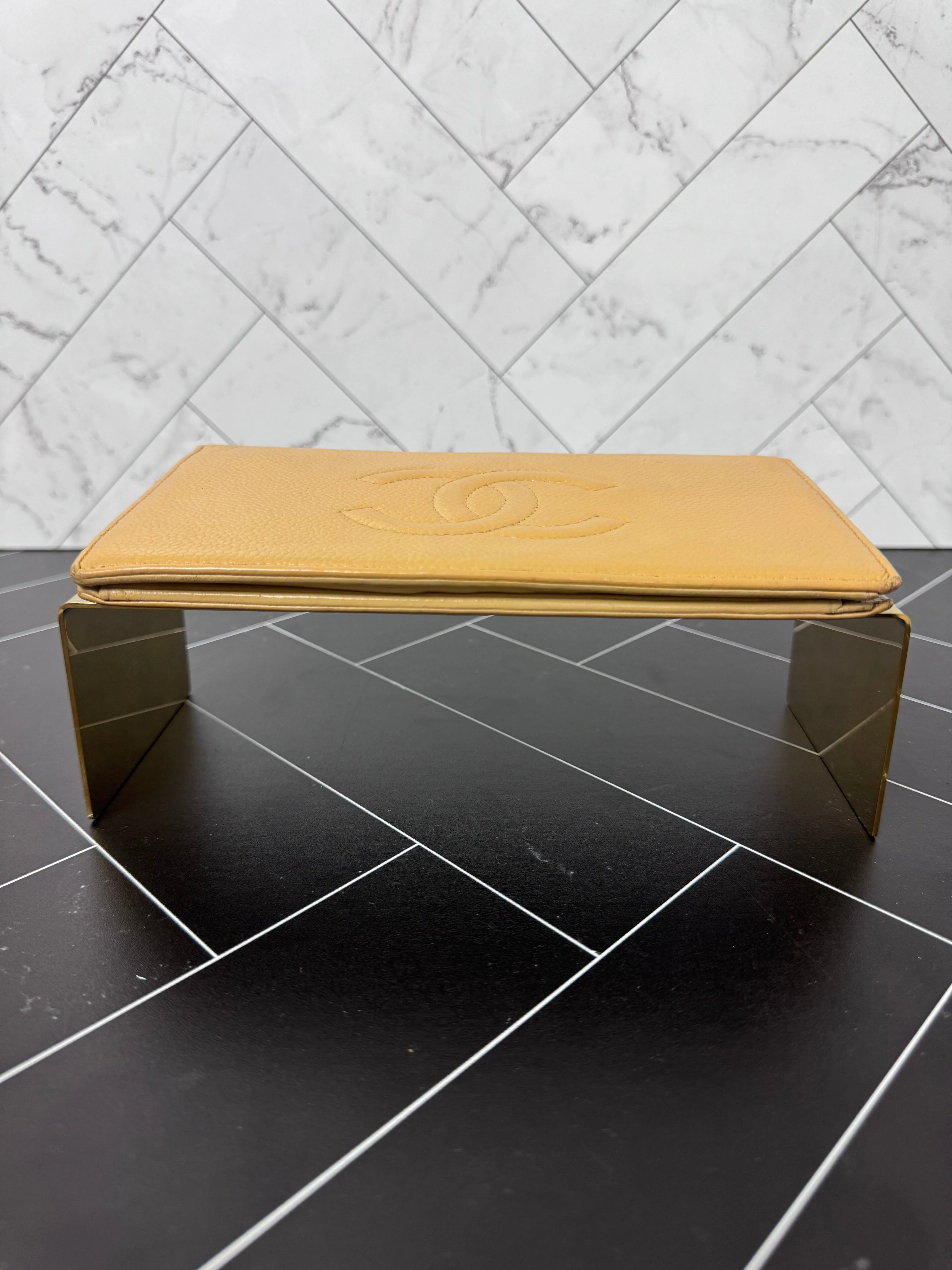 Chanel Beige Caviar Long Wallet