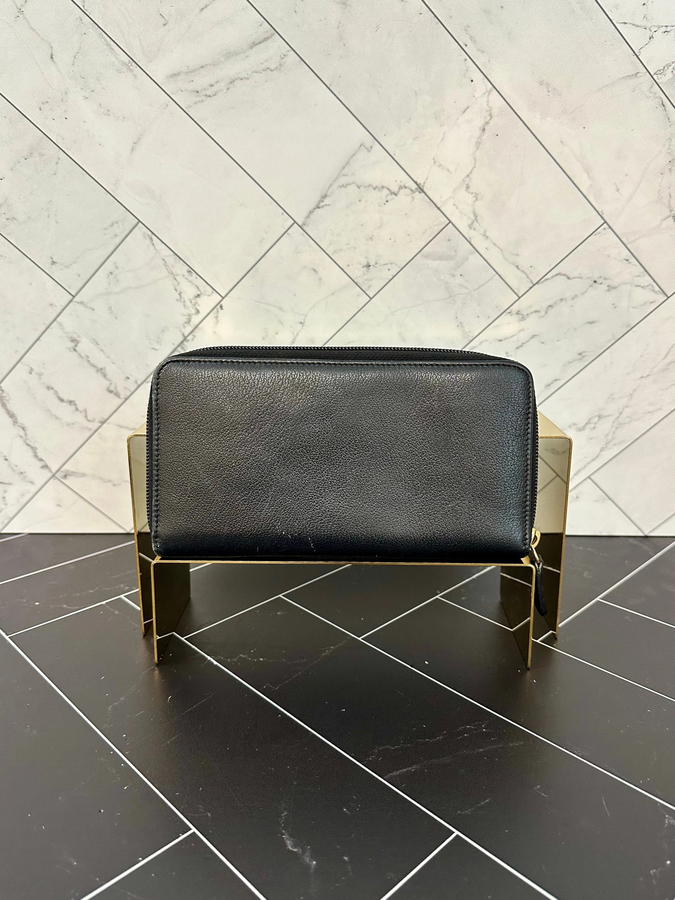 Chanel Black Leather Camelia Zippy Wallet