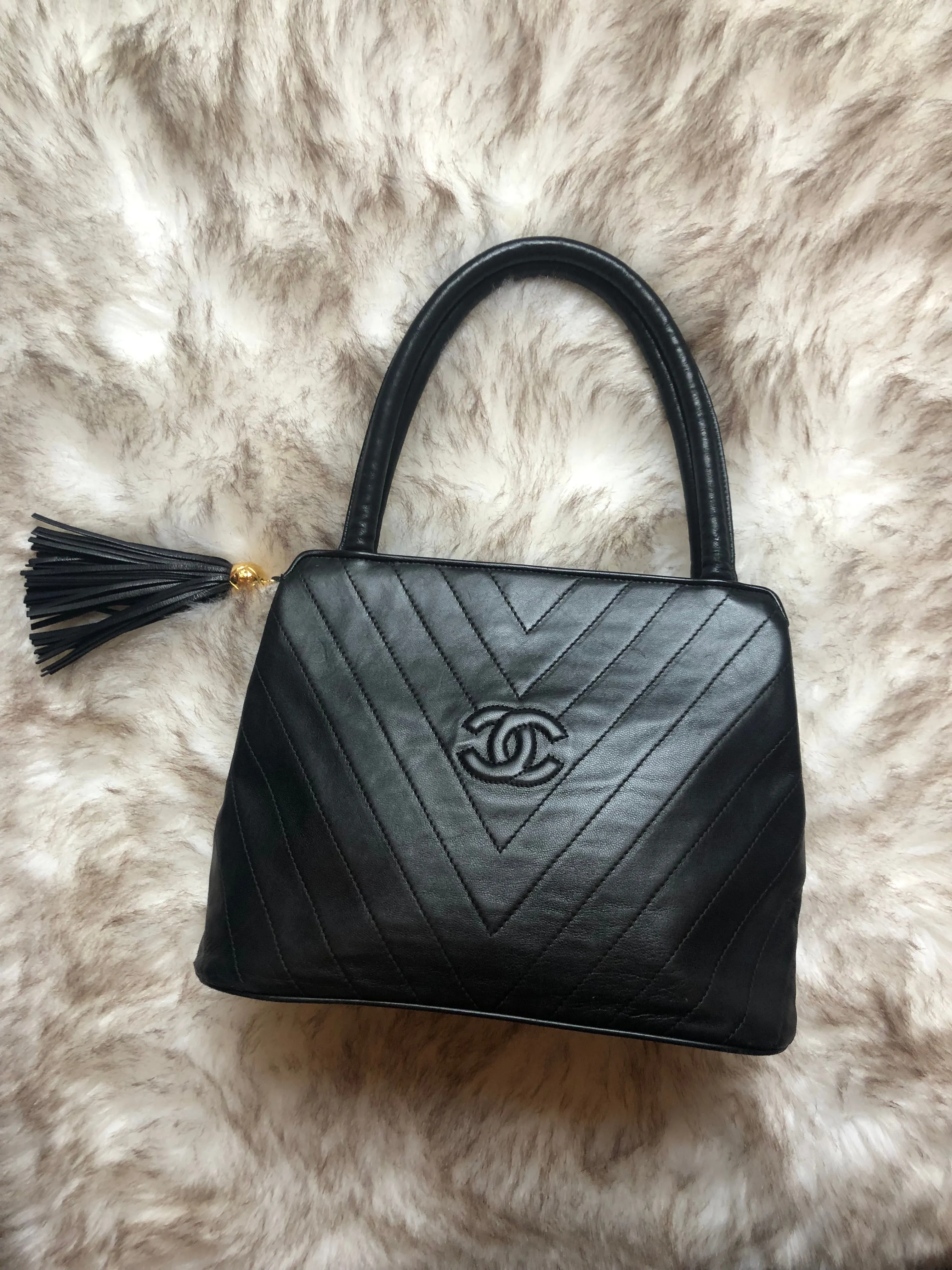 Chanel Vintage Chevron Tassel Handbag