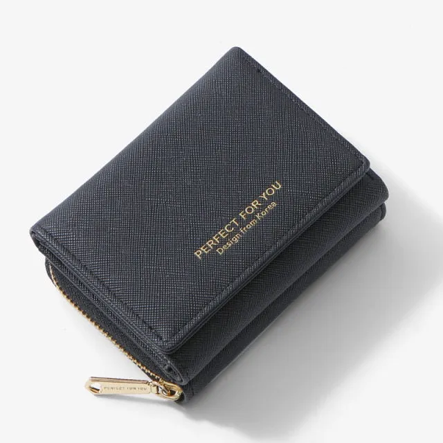 Cyflymber Trifold Women Wallet Slim Matte Leather Card Holder Coin Pocket Designer Female Small Wallets Purse Portfel Carteras NEW