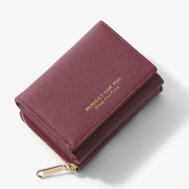 Cyflymber Trifold Women Wallet Slim Matte Leather Card Holder Coin Pocket Designer Female Small Wallets Purse Portfel Carteras NEW