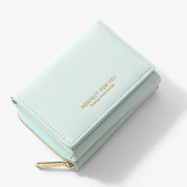 Cyflymber Trifold Women Wallet Slim Matte Leather Card Holder Coin Pocket Designer Female Small Wallets Purse Portfel Carteras NEW