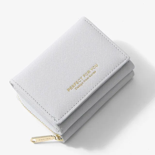 Cyflymber Trifold Women Wallet Slim Matte Leather Card Holder Coin Pocket Designer Female Small Wallets Purse Portfel Carteras NEW