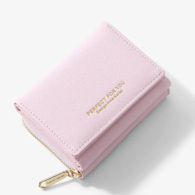 Cyflymber Trifold Women Wallet Slim Matte Leather Card Holder Coin Pocket Designer Female Small Wallets Purse Portfel Carteras NEW