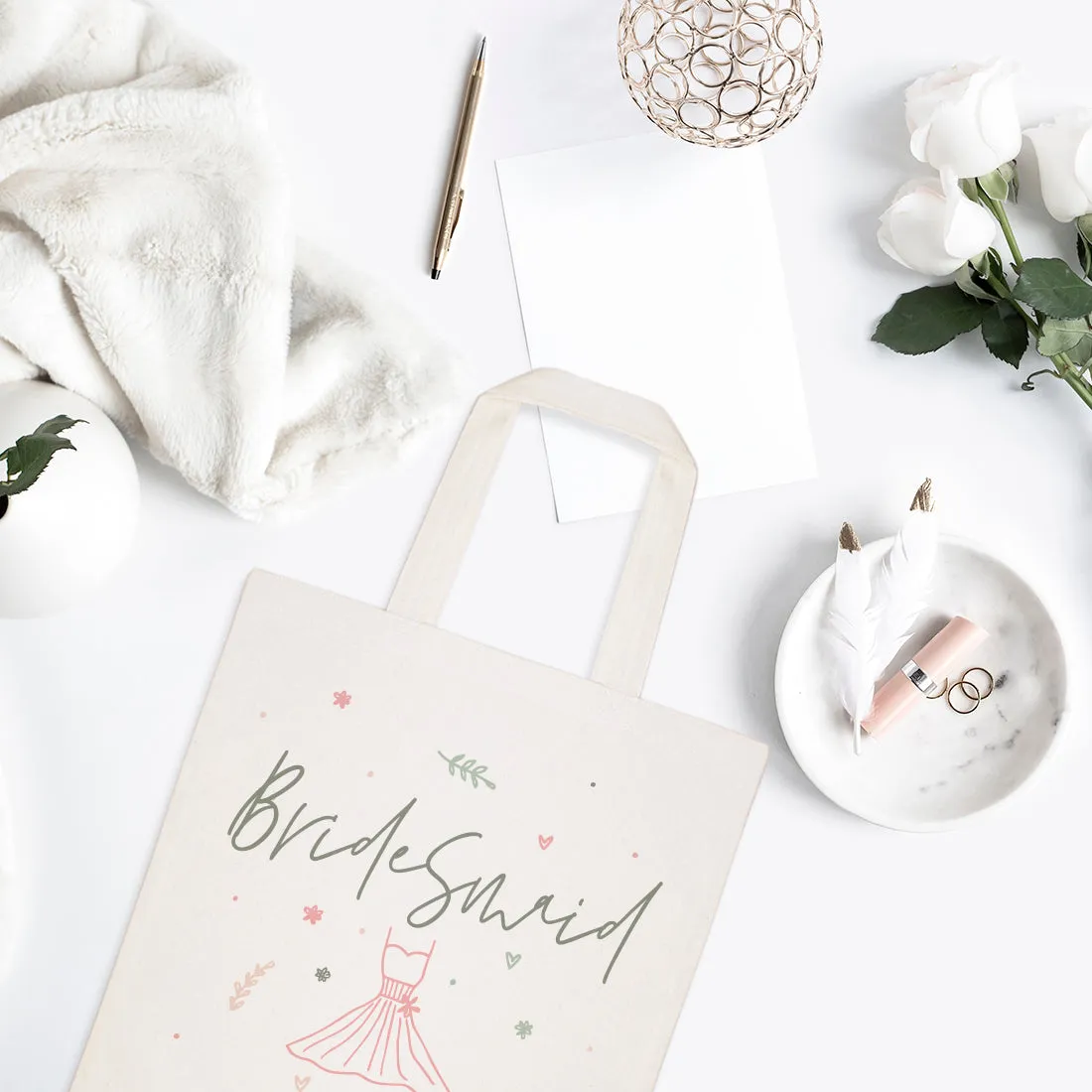 Floral Bridesmaid Wedding Cotton Canvas Tote Bag by The Cotton & Canvas Co.