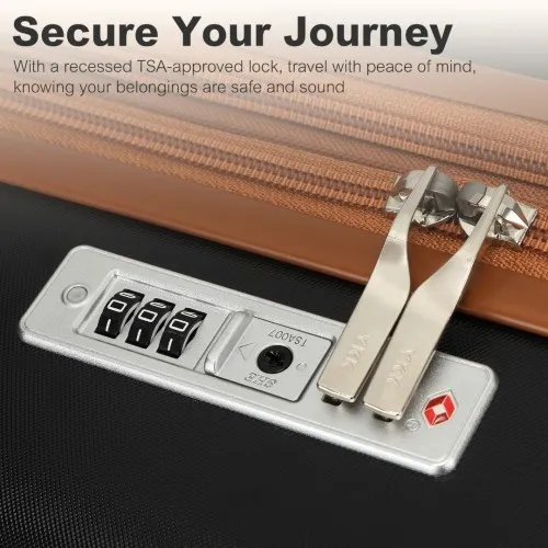 Kono 28 Inch Expandable Lightweight Hard Shell Check-In Suitcase with TSA Lock - Black and Brown | Durable & Stylish Luggage for Travelers