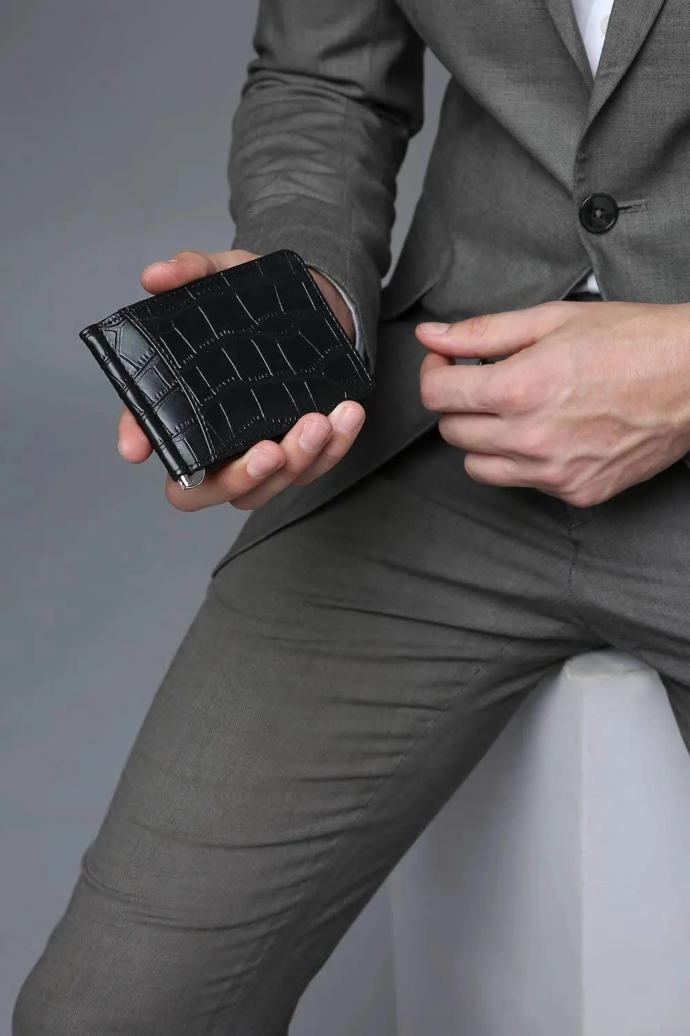 MARTIN - BLACK CROCO MONEY CLIPPER