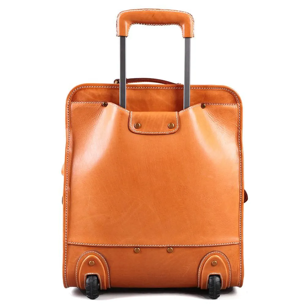 Men Business Genuine Vegetable Tanned Leather Rolling Luggage Spinner Retro Wheel Business Large Capacity Suitcase Bag 22 inch Women Multifunction Trolleys Travel Bag