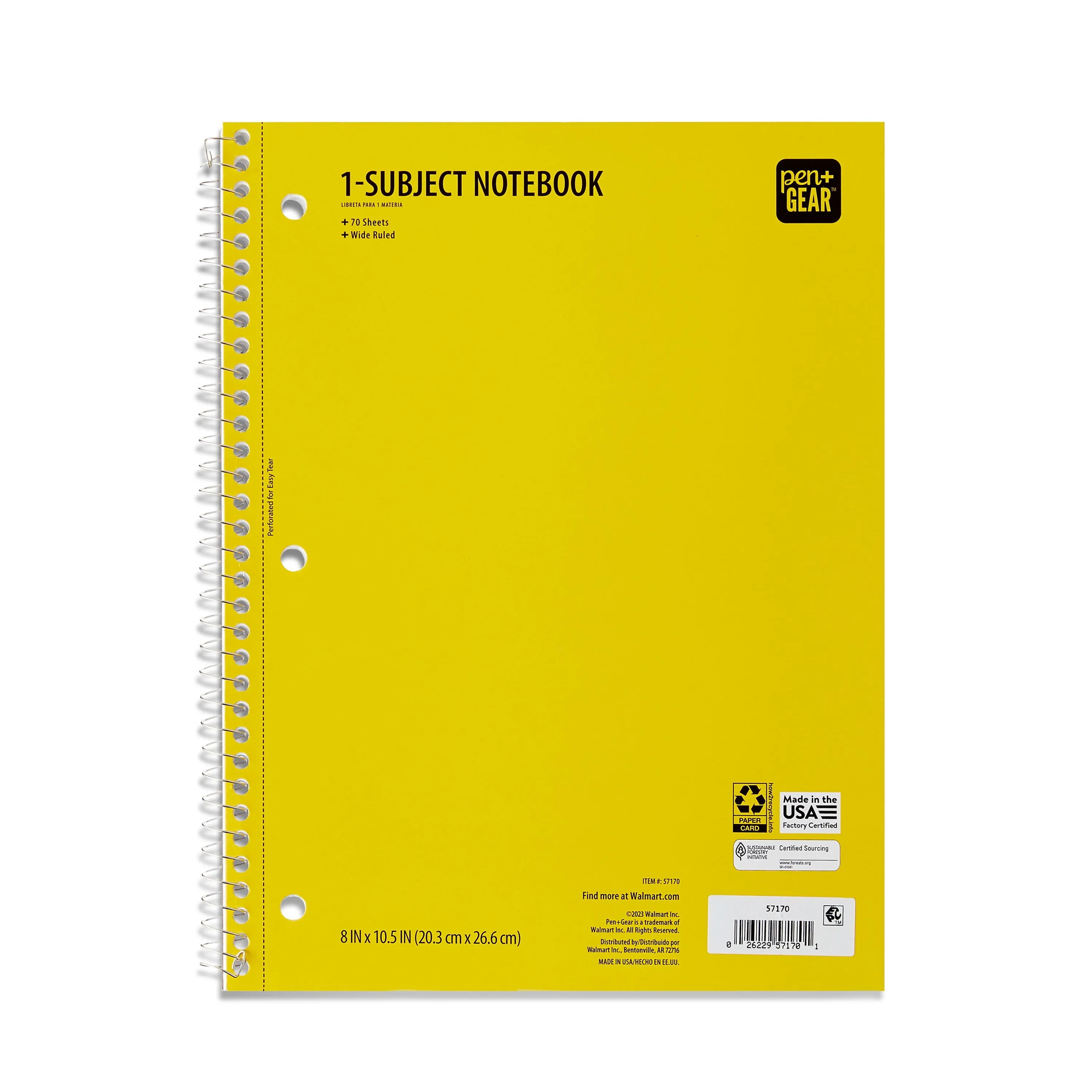 Pen   Gear College Ruled 1-Subject Notebook, 8" x 10.5", Red, 70 Sheets