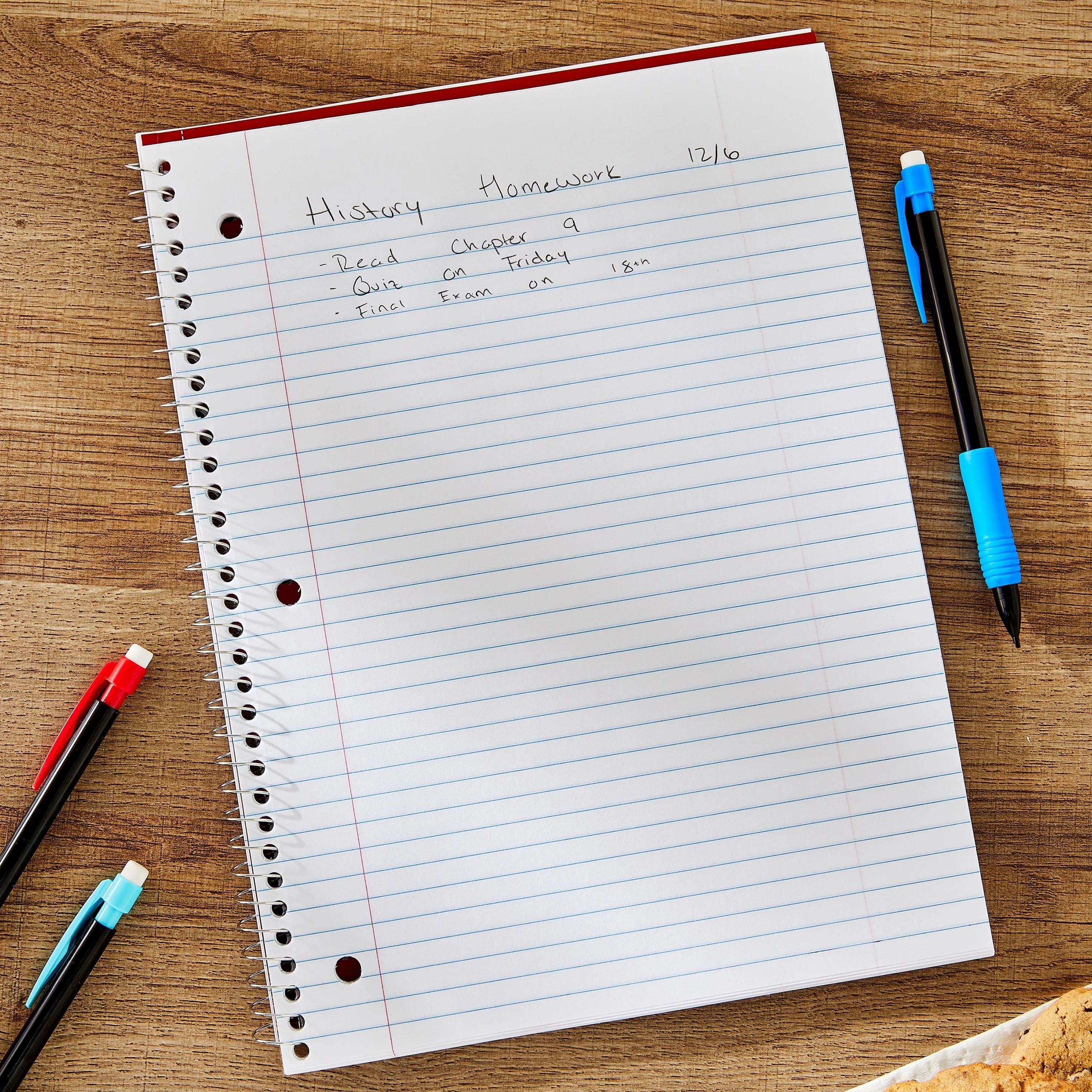 Pen   Gear College Ruled 1-Subject Notebook, 8" x 10.5", Red, 70 Sheets