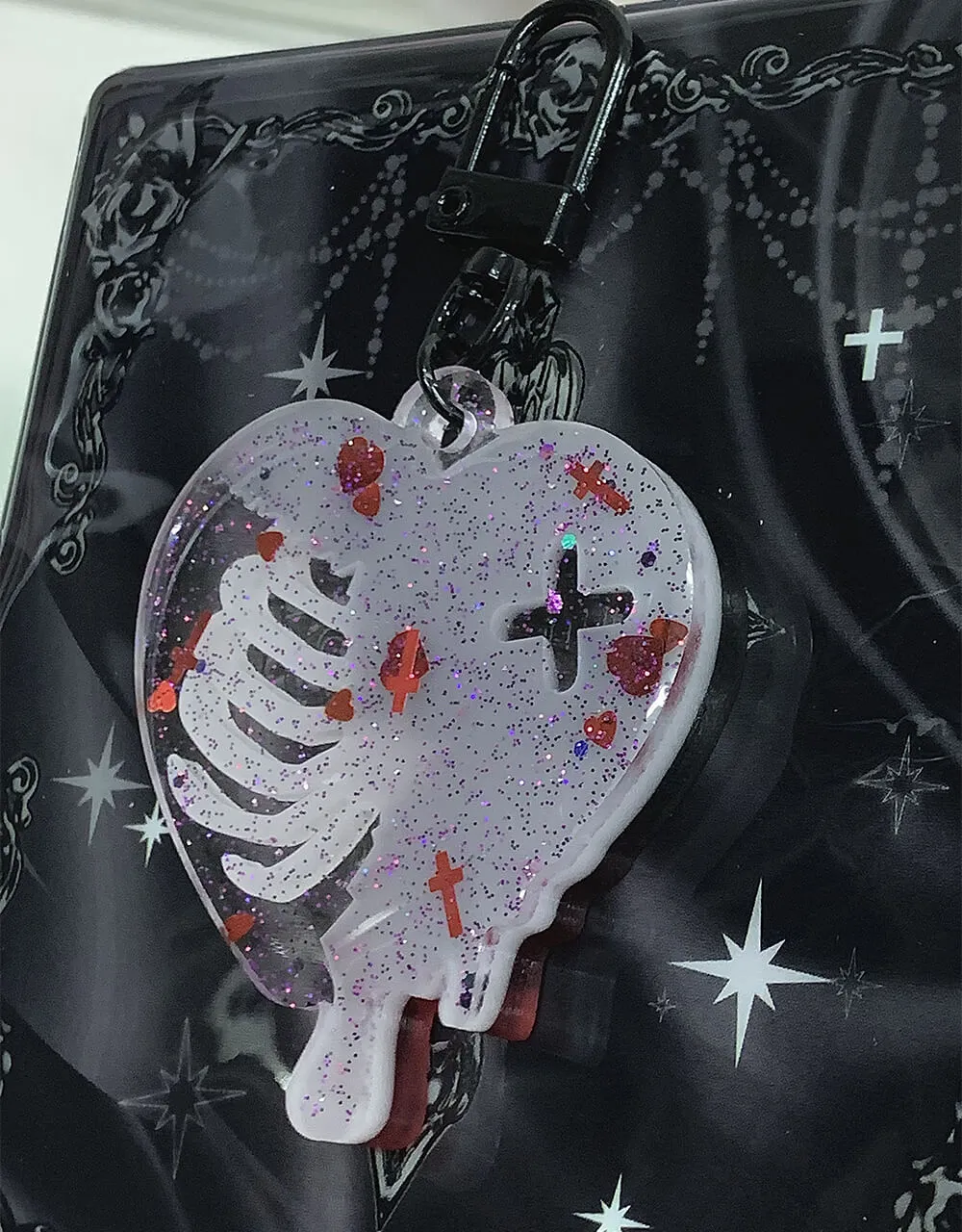 Rib Cage Heart Resin Charm Keychain