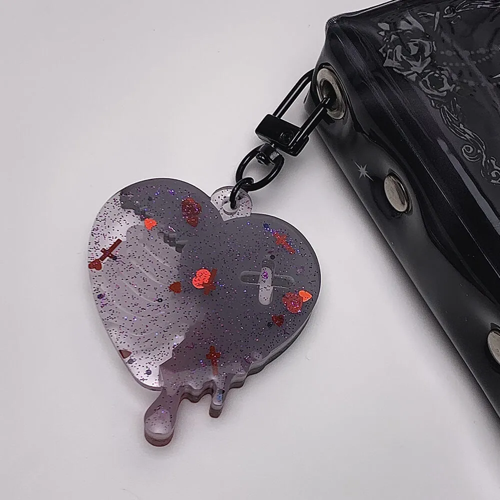 Rib Cage Heart Resin Charm Keychain
