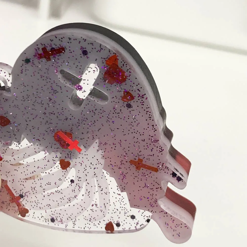 Rib Cage Heart Resin Charm Keychain