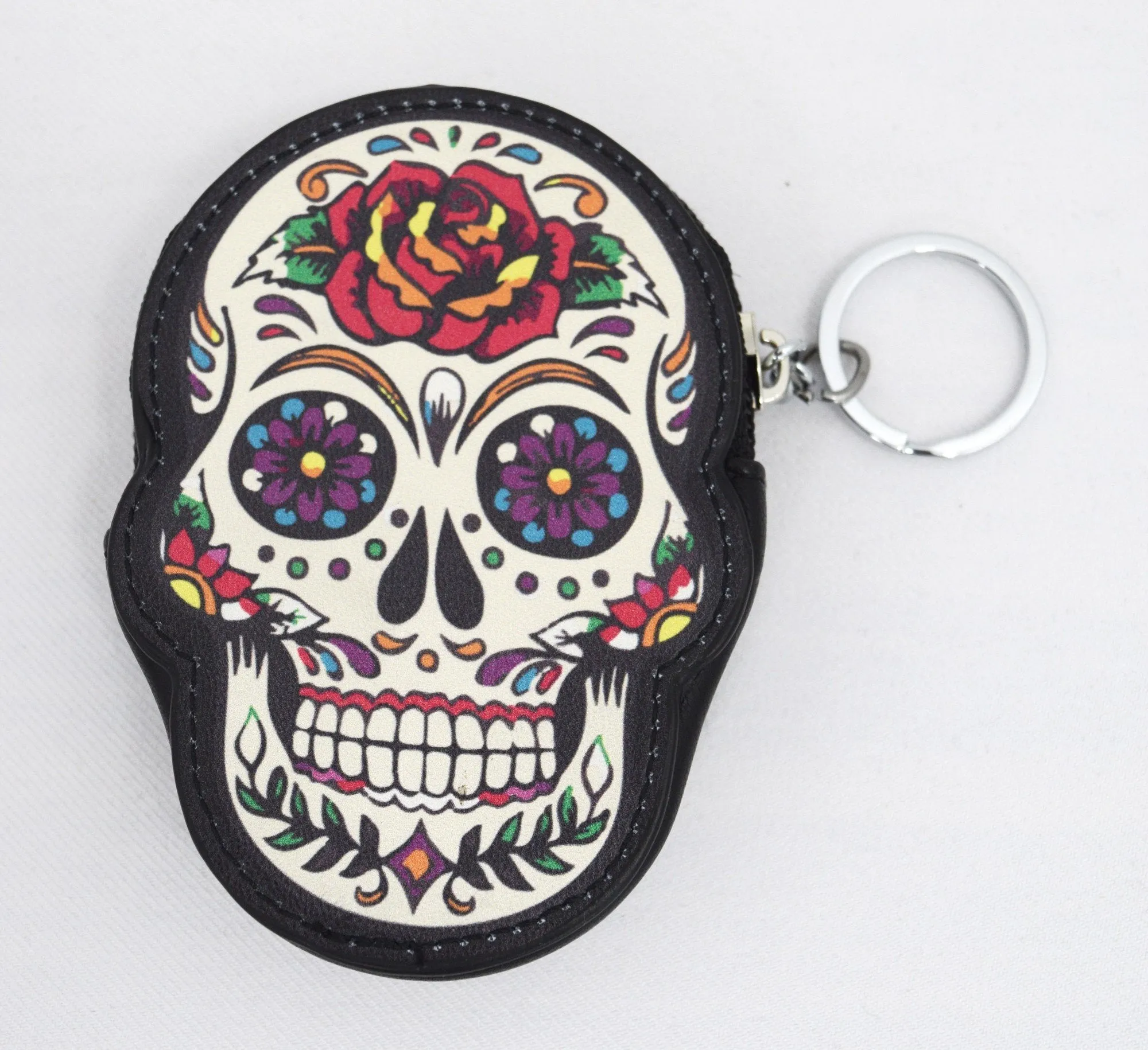 Rose Sugar Skull Dia De Muertos Coin Purse wallet