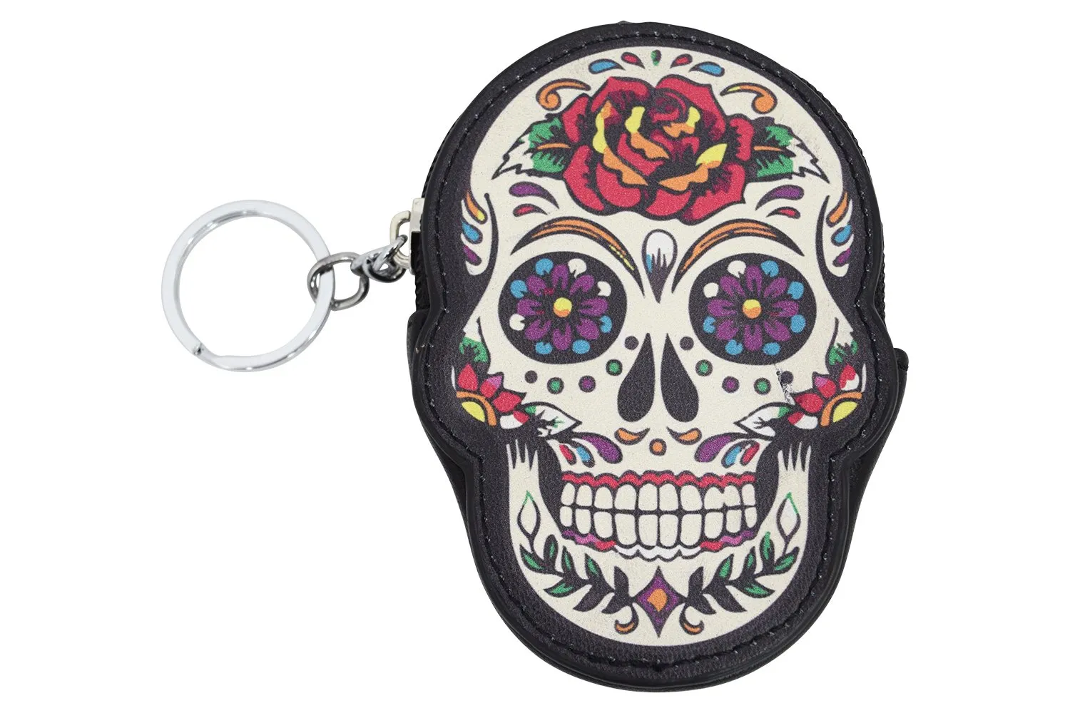 Rose Sugar Skull Dia De Muertos Coin Purse wallet