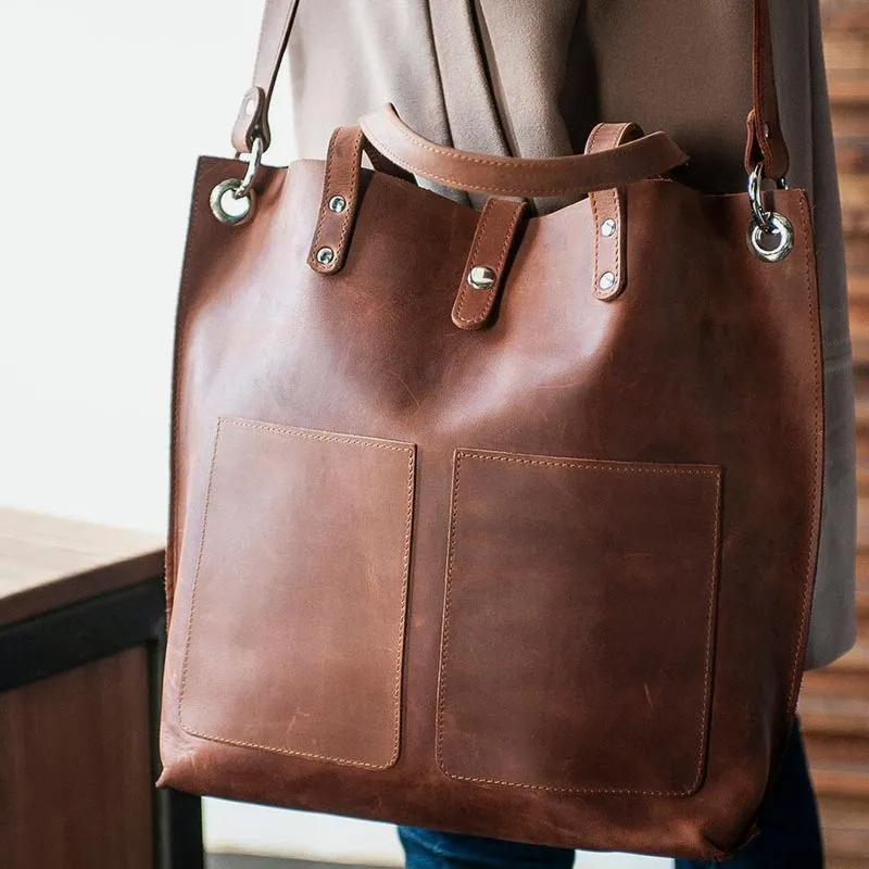 Vintage Oil Wax Leather Crossbody Shoulder Bag Work Totes for Women Purse Handbag